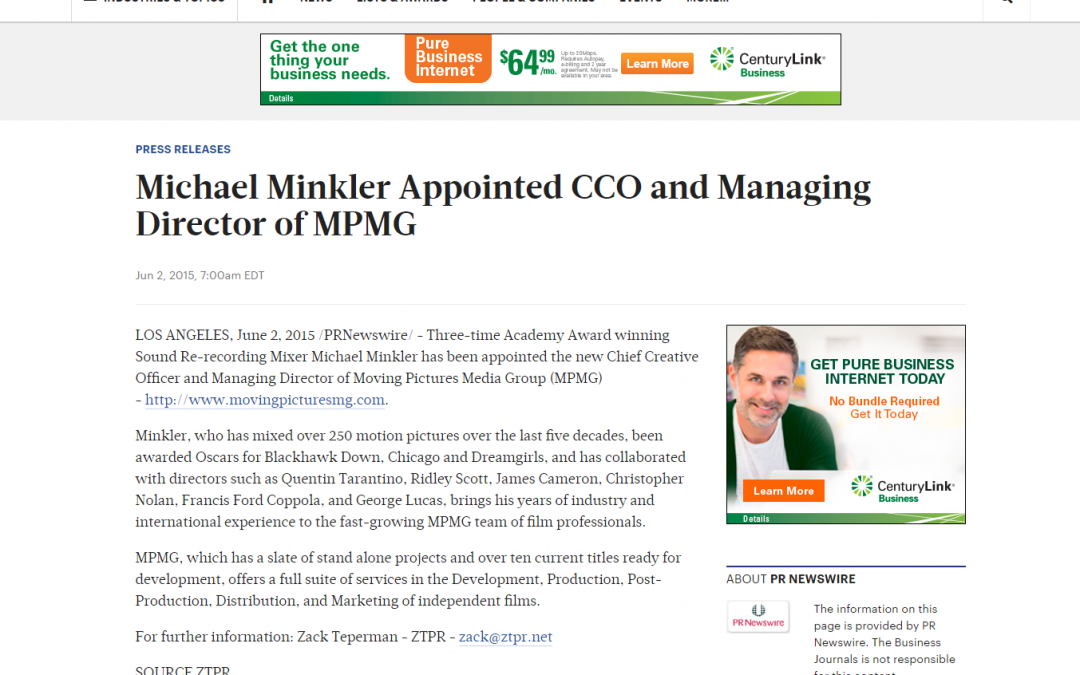 The Business Journals: Michael Minkler Appointed Managing Director of MPMG