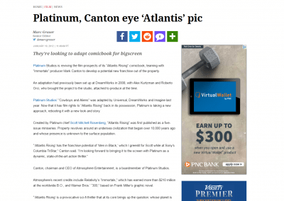 Variety: Platinum Studios to Adapt “Atlantis Rising”